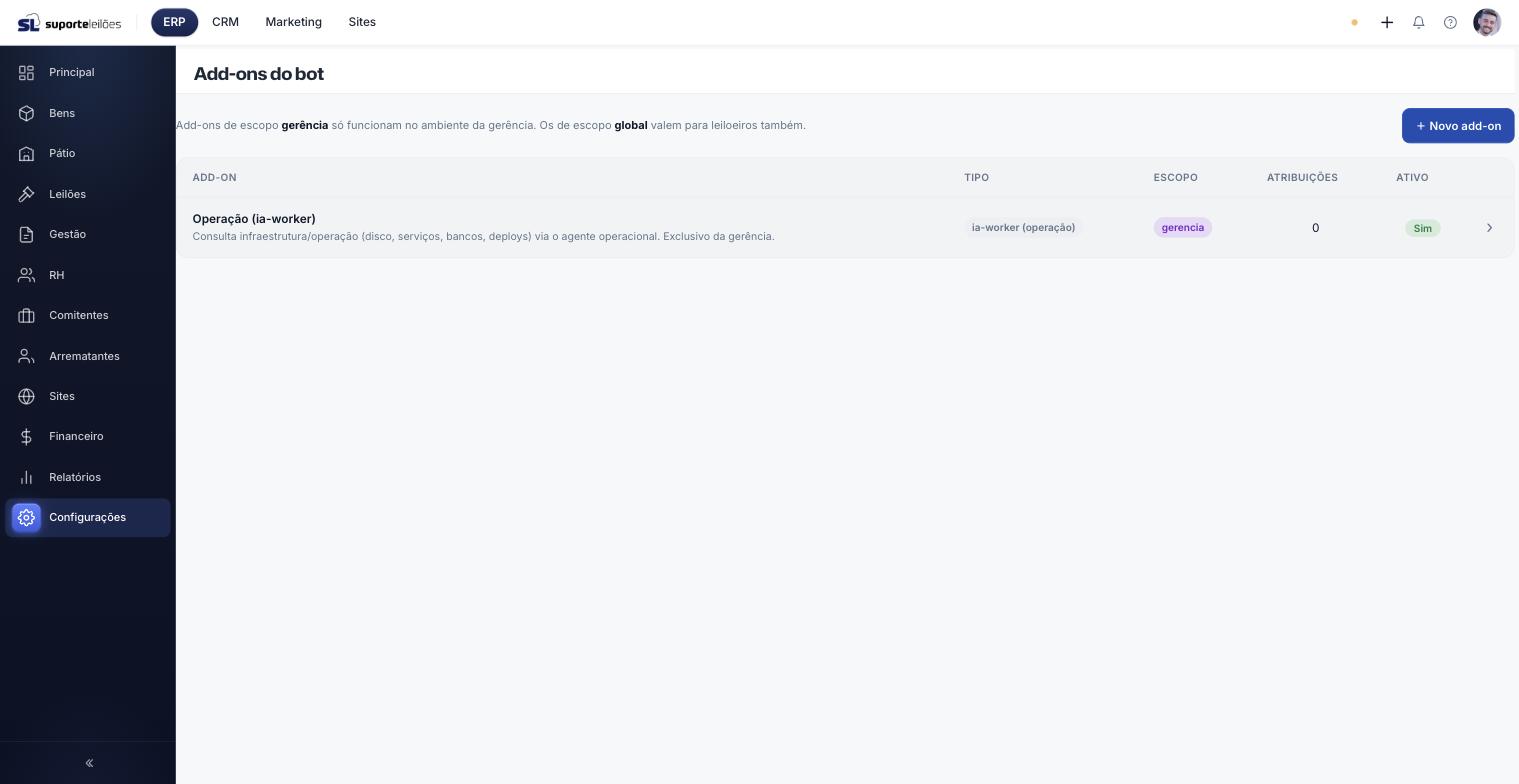 Lista de add-ons do bot