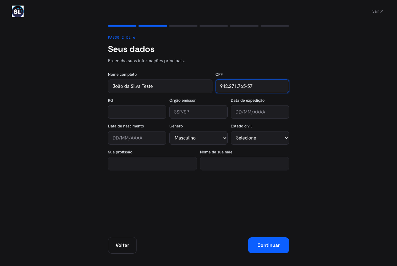 Cadastro — dados