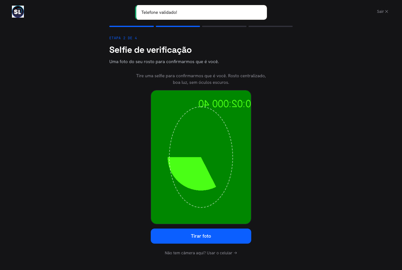 Cadastro — selfie