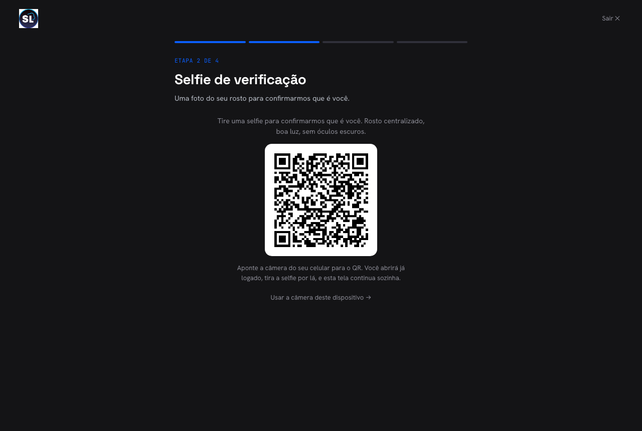 Cadastro — selfie por QR no celular