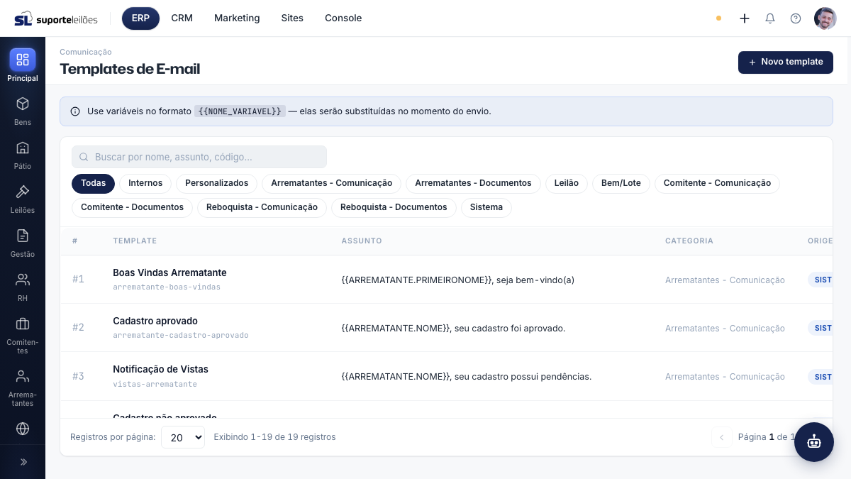 Templates de E-mail