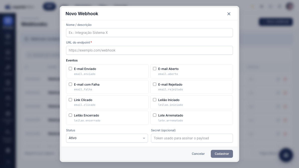 Novo webhook
