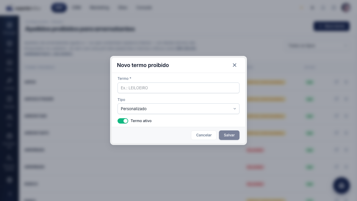 Novo termo proibido