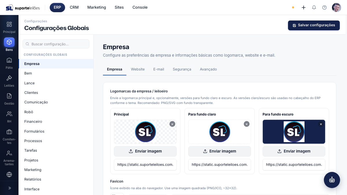 Configurações Globais