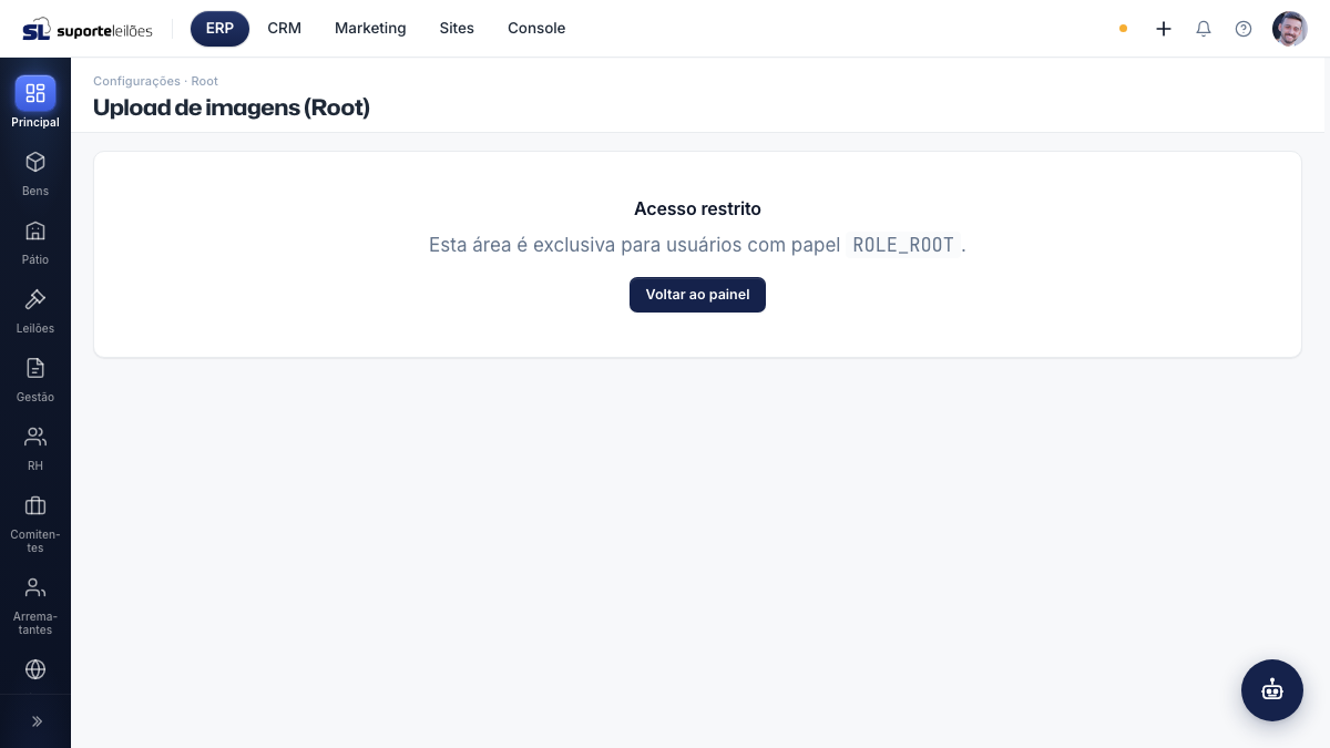 Upload de imagens (Root)