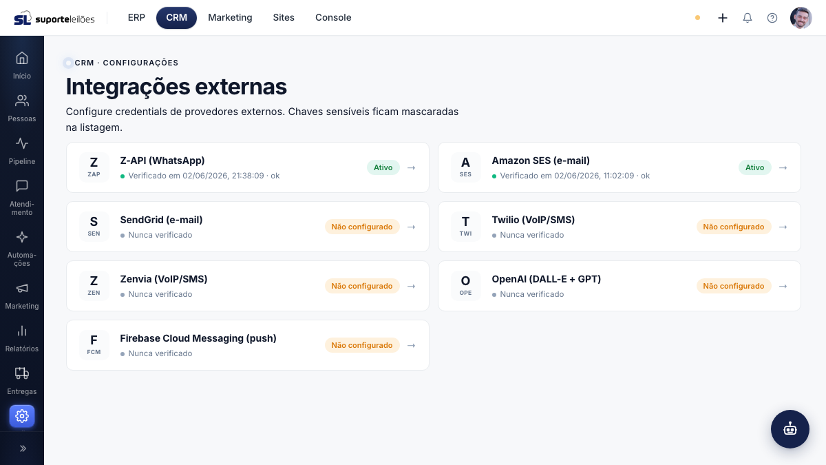 Integrações externas
