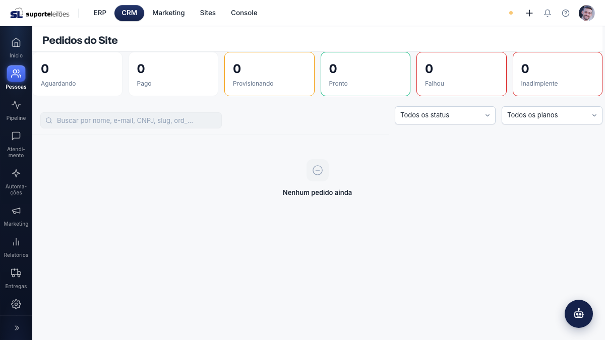 Pedidos do Site