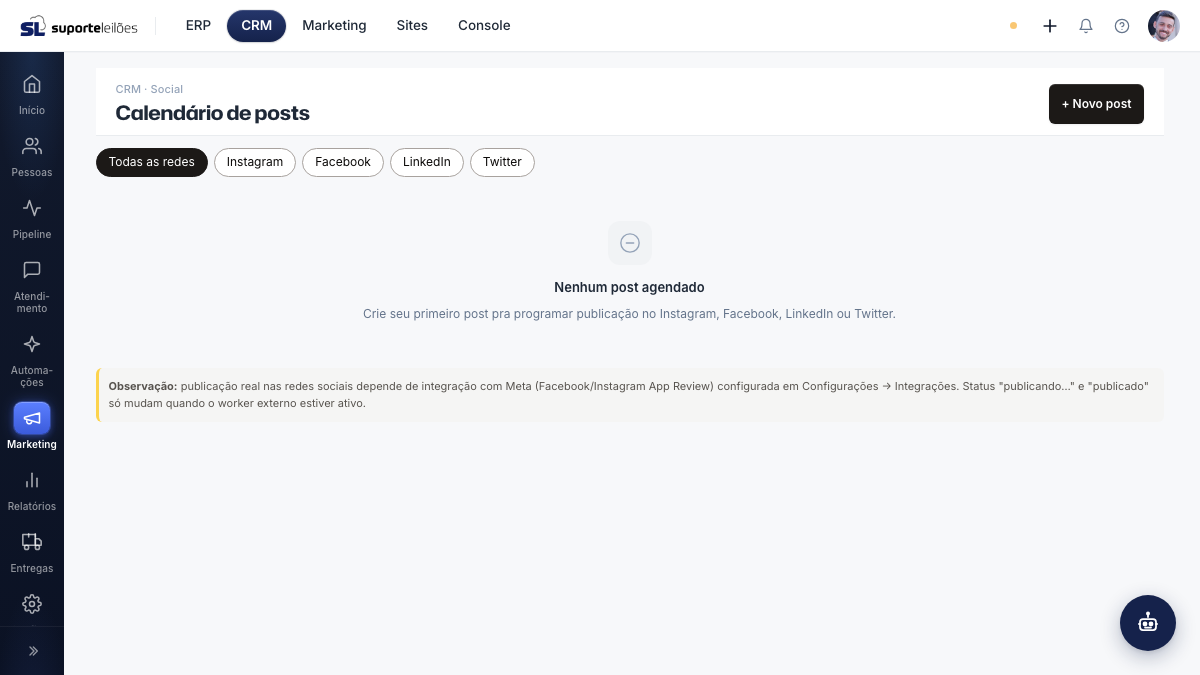 Calendário de posts