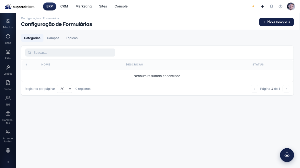 Configuração de Formulários