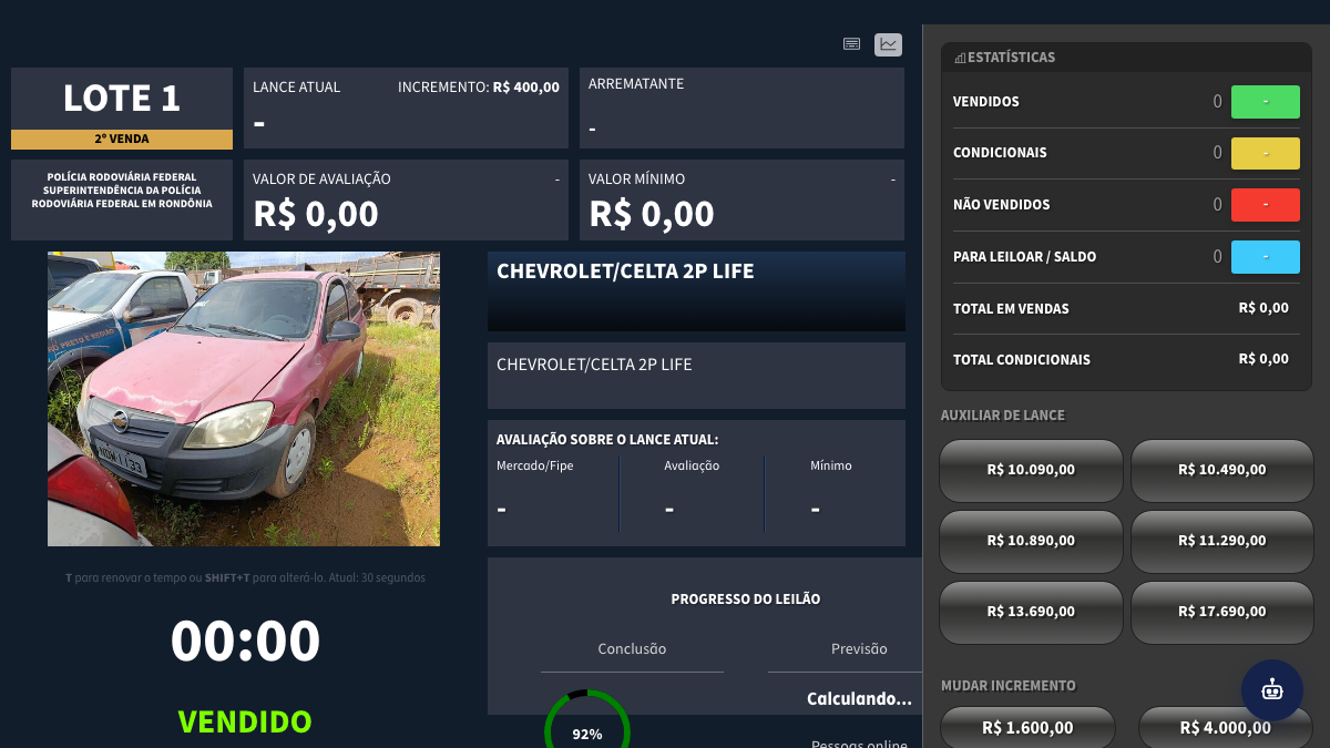 Tela do Leiloeiro