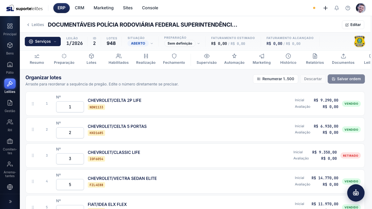 Organizar lotes