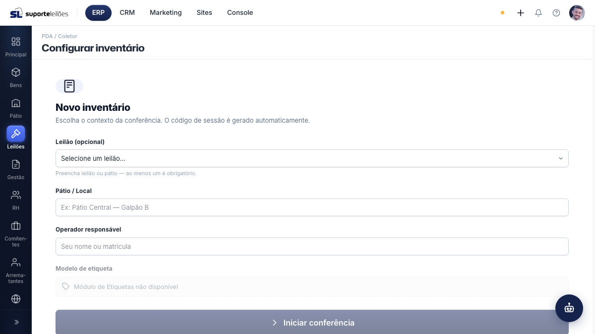 Configurar inventário