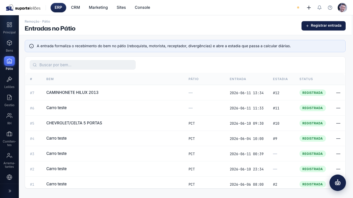 Entradas no Pátio