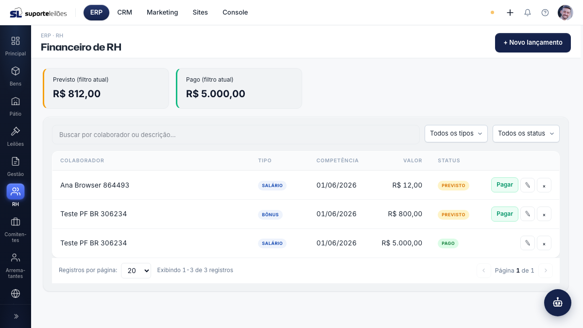 Financeiro de RH
