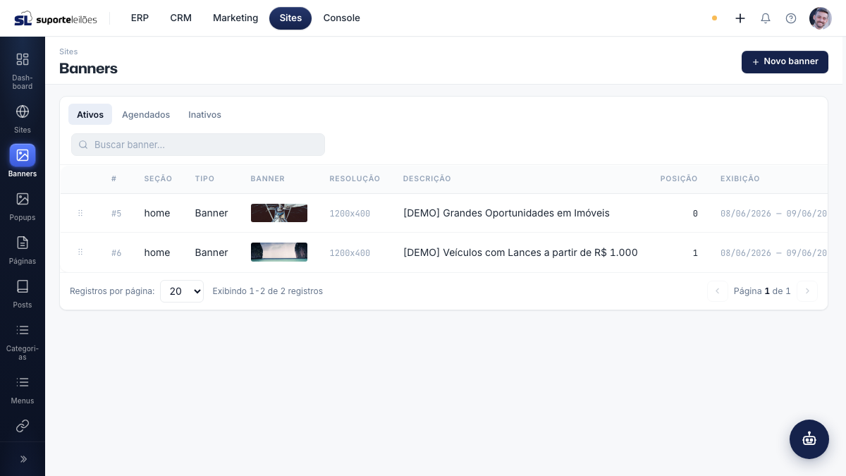 Banners e Popups